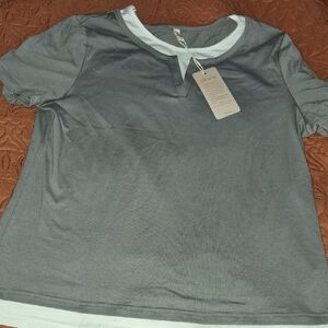 SHEWIN Gray Short Sleeve Tee with White Trim